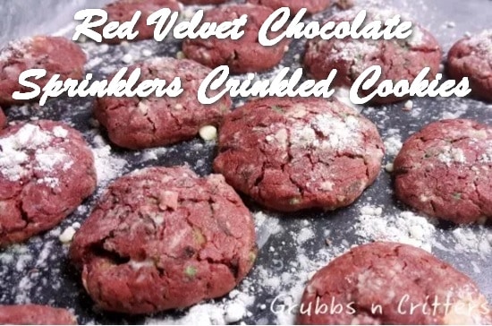 TRH Red Velvet Chocolate Sprinklers Crinkled Cookies