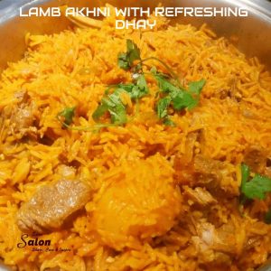LAMB AKHNI WITH DHAY