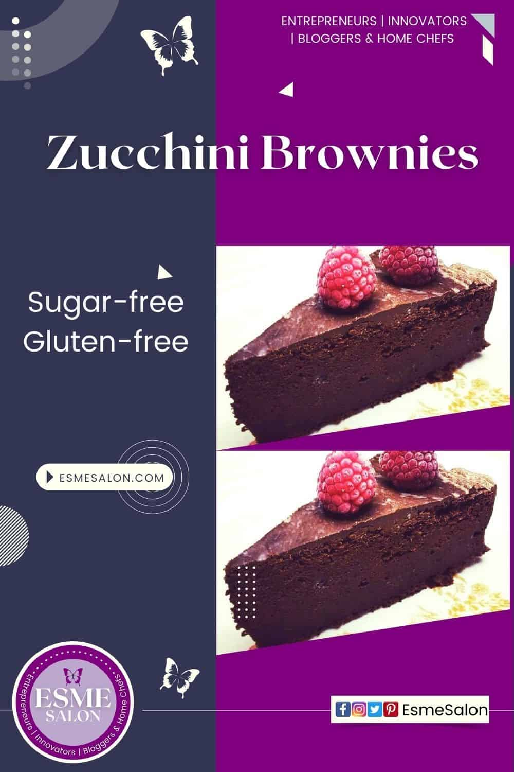 Zucchini brownies with raspberries on top