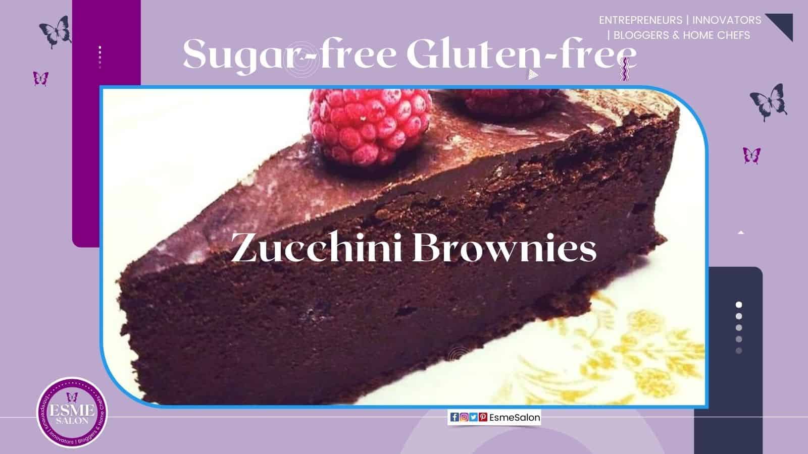 Zucchini brownies with raspberries on top