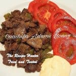 Chicken Livers with Peppers with fresh tomato on the side