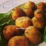 Spinach & Cottage Cheese pop balls on green leaves