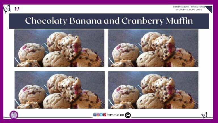 an image of Chocolaty Banana and Cranberry Muffins stacked one on the other