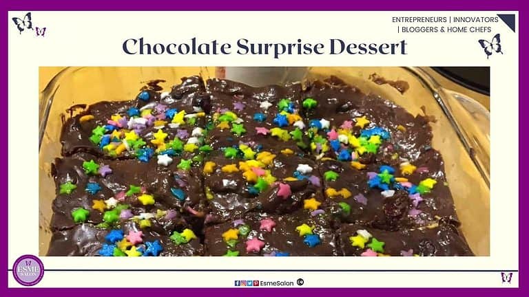 an image of a brown Chocolate Surprise Dessert in a rectangular dish
