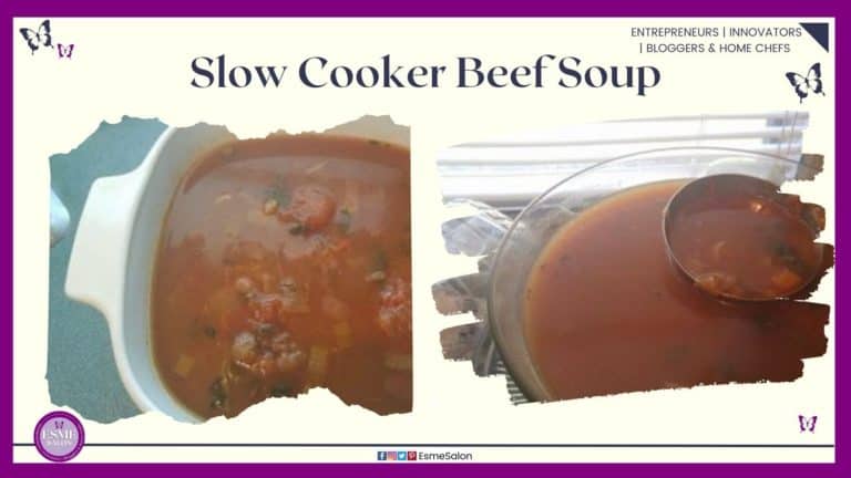 an image of a bowl filled with Home-made slow cooker beef soup