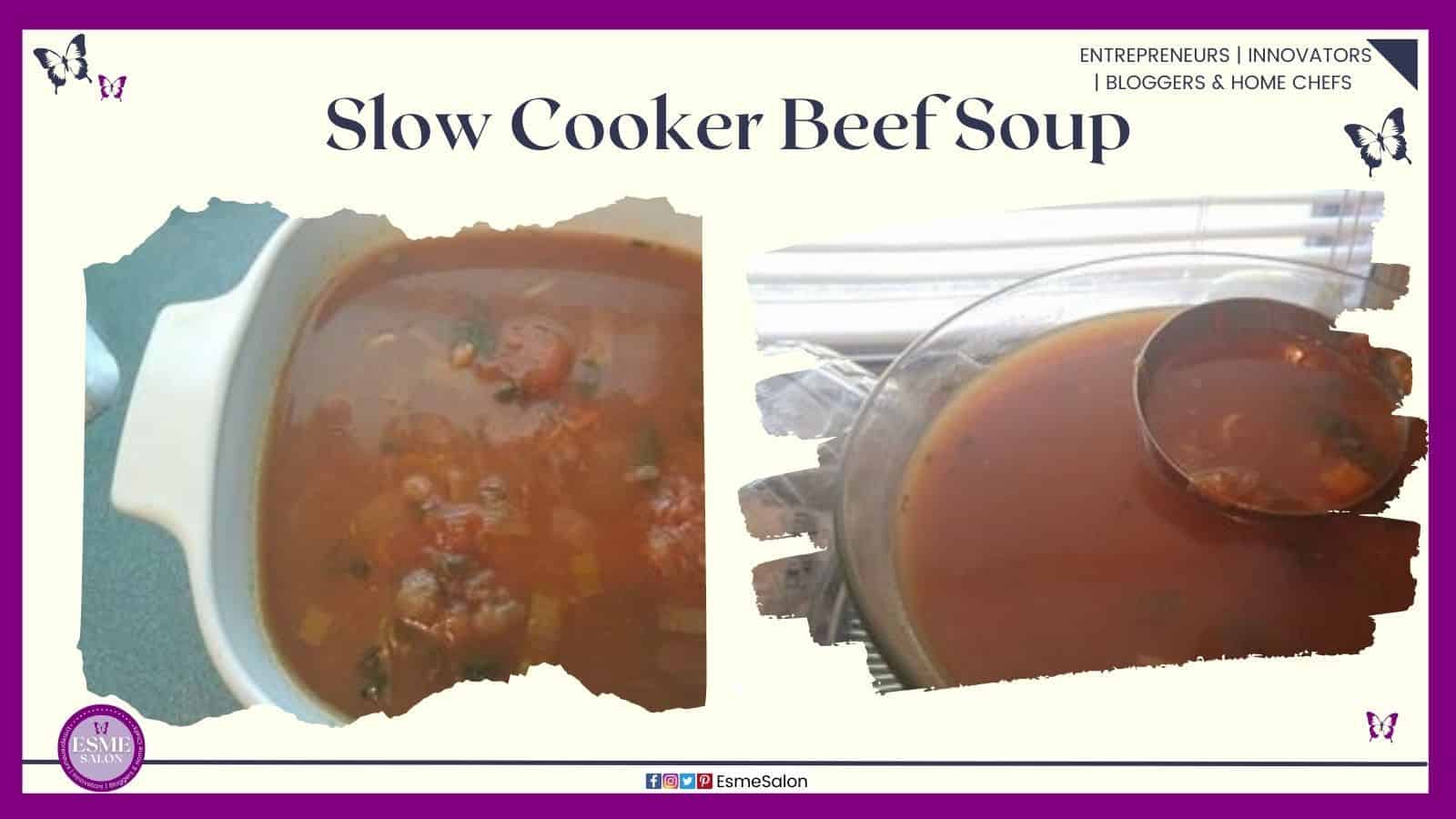 an image of a bowl filled with Home-made slow cooker beef soup
