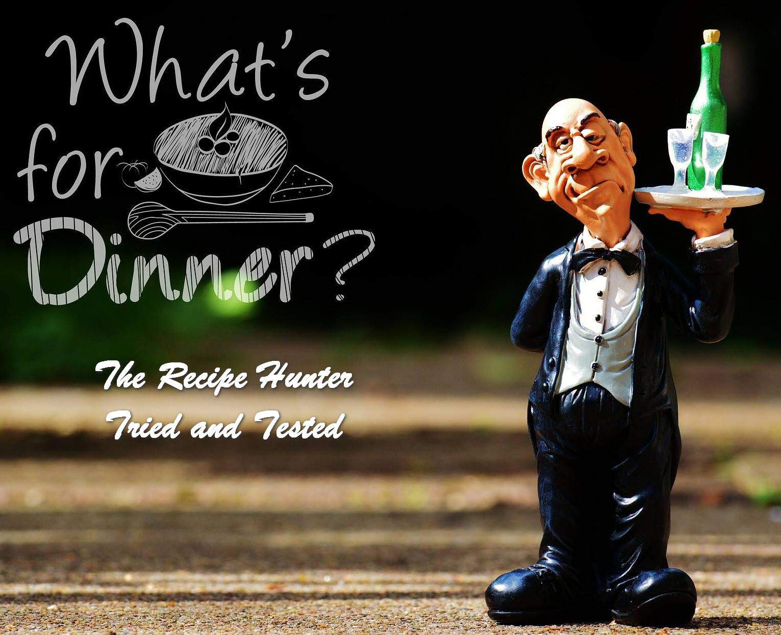 What's for dinner? An caricature or a waiter dressed in black suit with white shirt