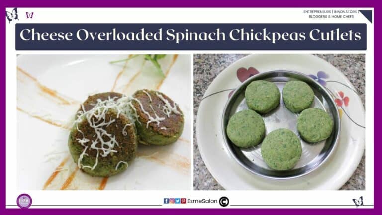 an image of 3 Cheese Overloaded Spinach Chickpeas Cutlets pan fried with shredded cheese