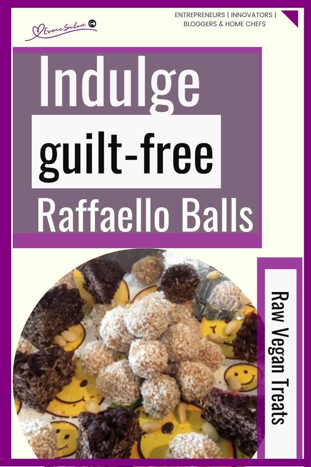 an image of Raw Vegan Raffaello Balls, with an almond in the center and rolled in desiccated coconut
