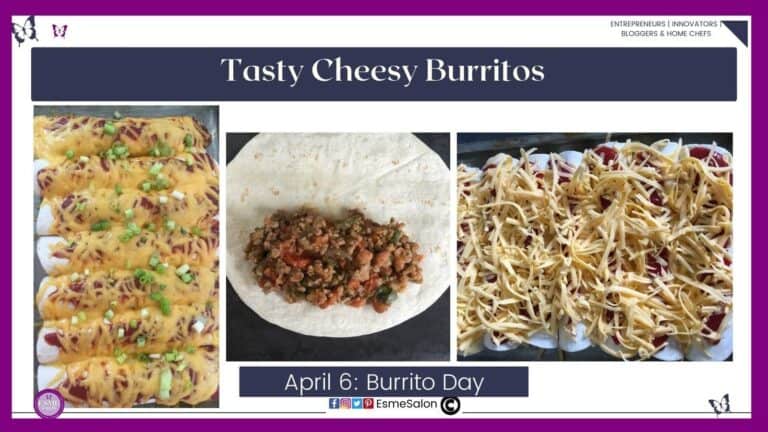 an image of Cheesy Burritos plated, ready with lots of grated cheese and in the wrapper to be folded