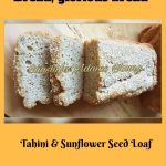 three slices of Tahini Sunflower Seed Loaf with sunflower seeds