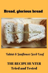 three slices of Tahini Sunflower Seed Loaf with sunflower seeds