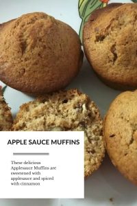 3 Muffins made with Apple Sauce and chopped walnuts. added