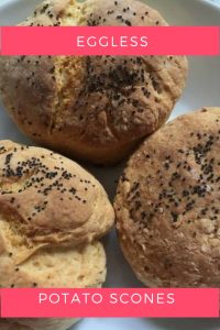 3 Potato Scones, no eggs used, and topped with poppy seeds