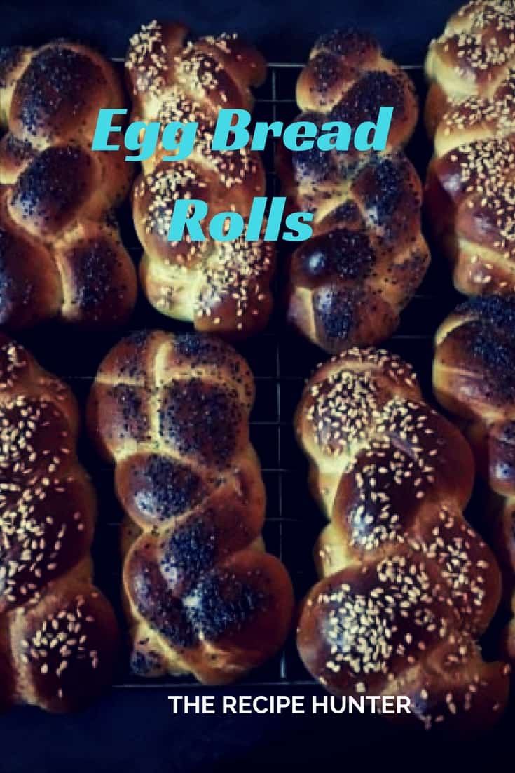 Egg Bread Rolls braided and topped with Sesame and poppy seeds