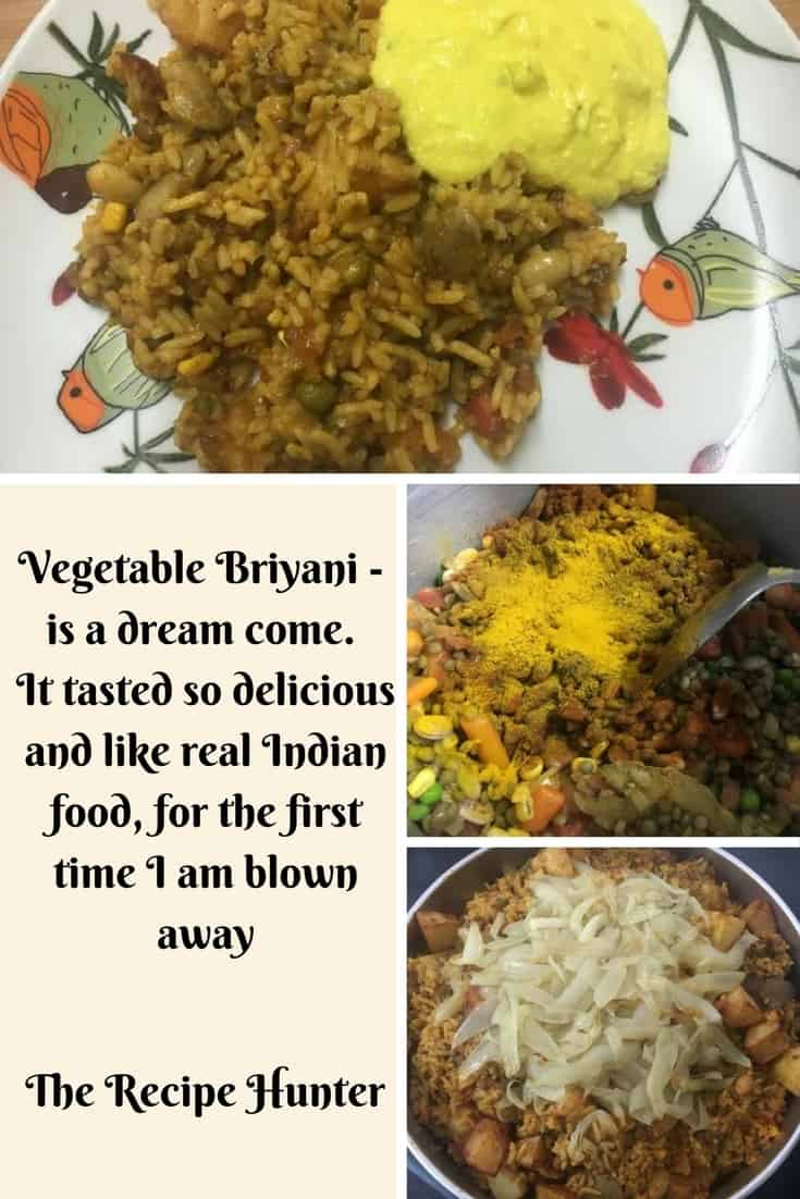 Vegetable Biryani with peas, carrots,, sweetcorn and garda beans