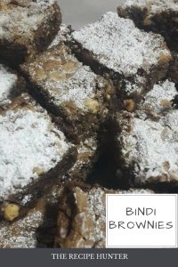 Chocolate Bindi Brownies dusted with castor sugar