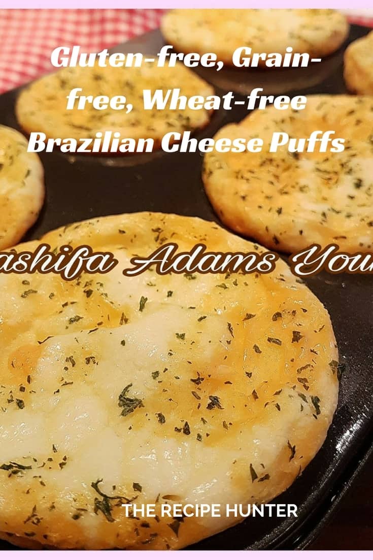 Brazilian Cheese Puffs, a gluten-free, wheat-free, and grain-free treat topped with extra cheese