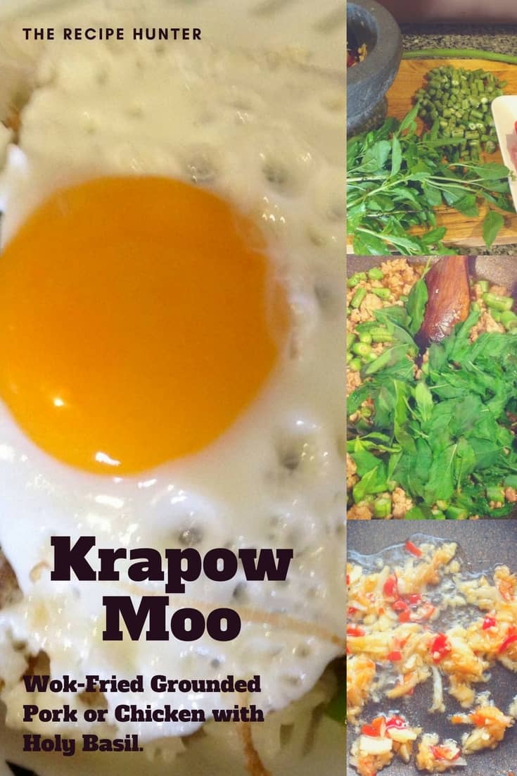 Krapow Moo with Thai Holy basil, and served with a sunny side up egg