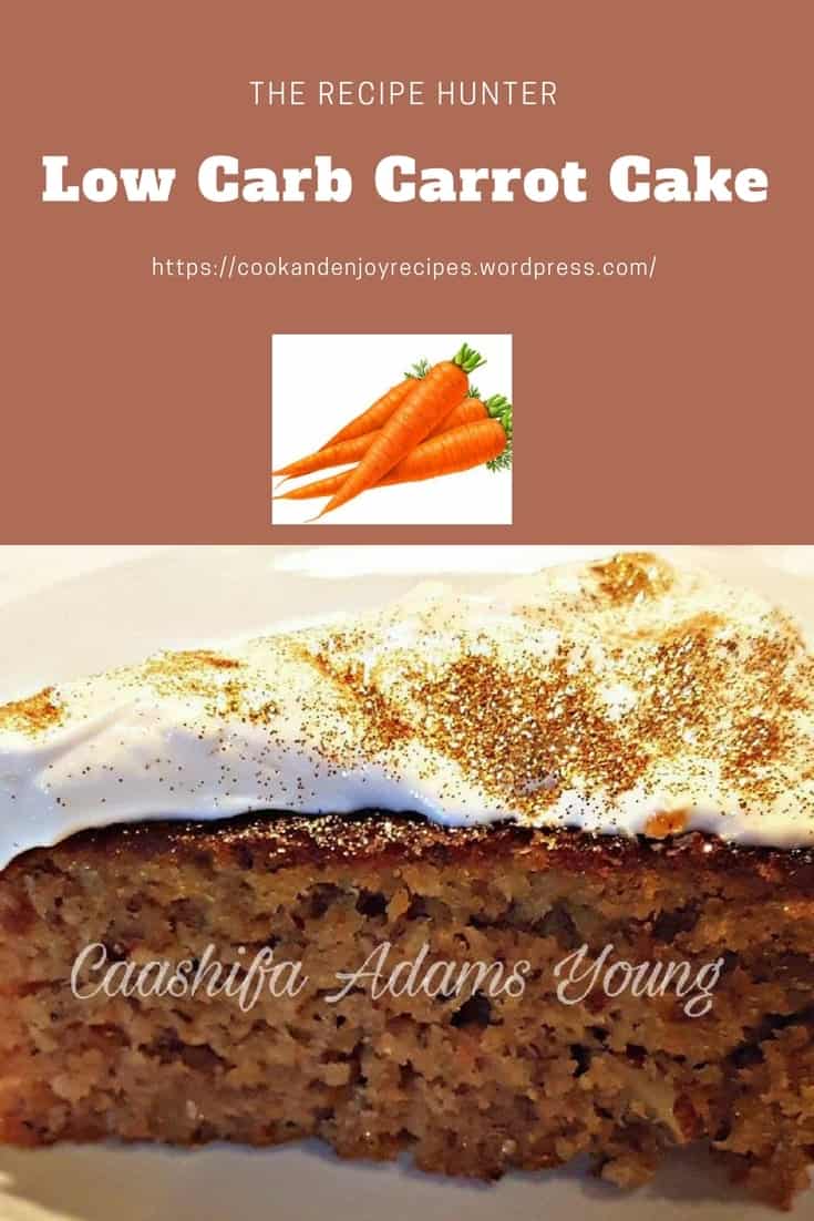 Low Carb Carrot Cake with cream cheese topping, and gluten-free, wheat-free, grain-free, and sugar-free