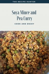 Soya Mince and Pea Curry with onions served in a white bowl