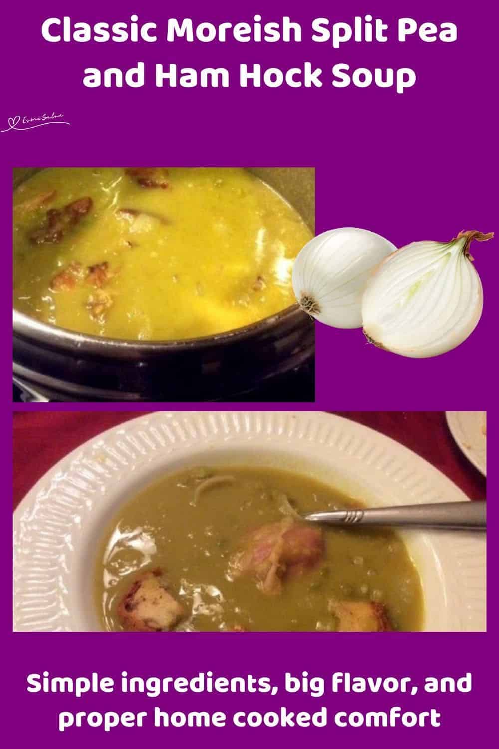 An image of a pot of Moreish Split Pea and Ham Hock Soup