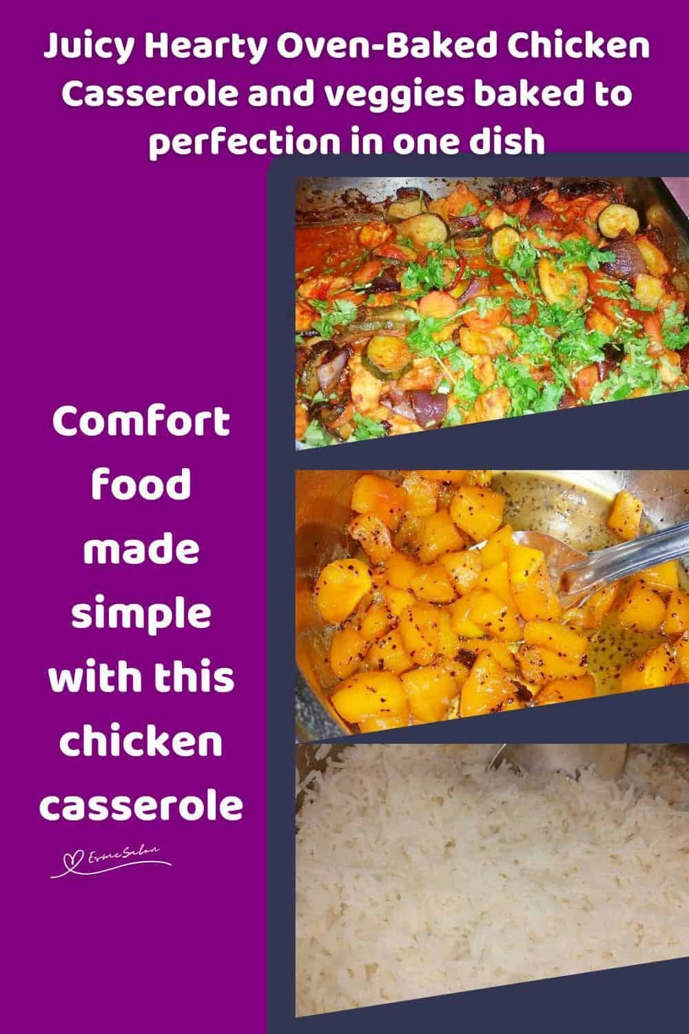 an image of Hearty Oven-Baked Chicken Casserole with veggies and riced