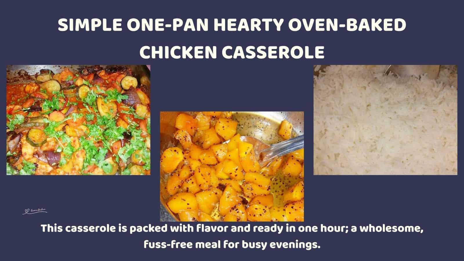 an image of Hearty Oven-Baked Chicken Casserole with veggies and riced