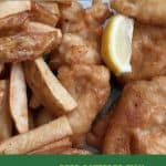 Beer Battered Hake Fish pieces with potato wedges