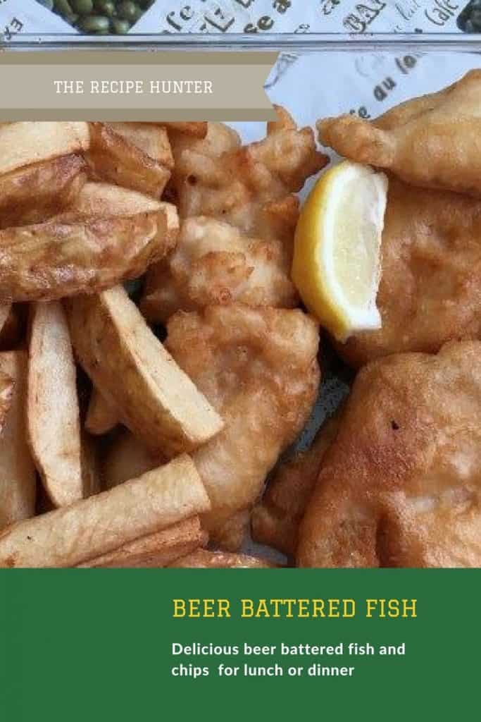 Beer Battered Hake Fish pieces with potato wedges