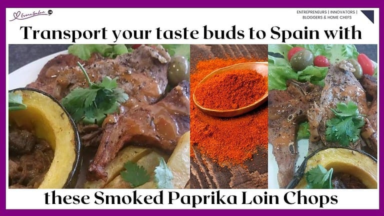 an image of Spanish Smoked Paprika Loin Chops with veggies on the side