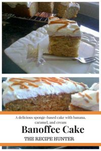 A delicious sponge-based cake with banana, caramel, and cream