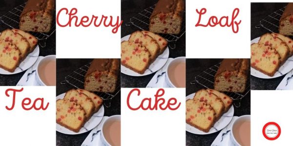 Cherry Loaf Tea Cakes on a sideplate and cup of tea