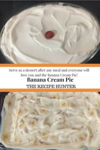 A round as well as a square dish with Banana Cream Pie