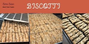 Biscotti already cut up with Biscotti cutter and ready for overnight drying in the oven