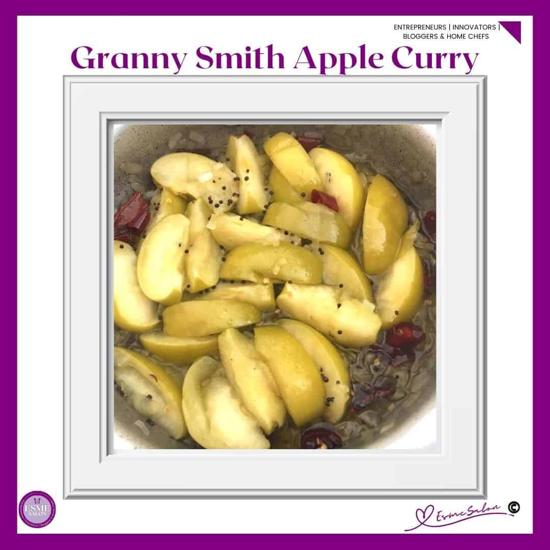 an image of a enamel dish filled with Granny Smith Apple Curry