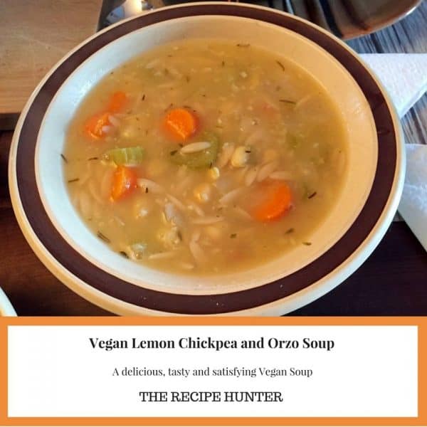 Vegan Lemon Chickpea and Orzo Soup