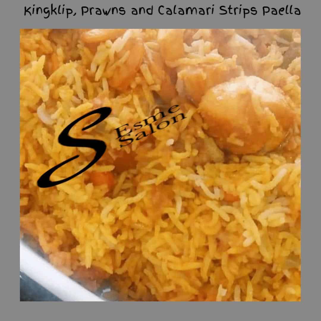 Kingklip, Prawns and Calamari Strips Paella