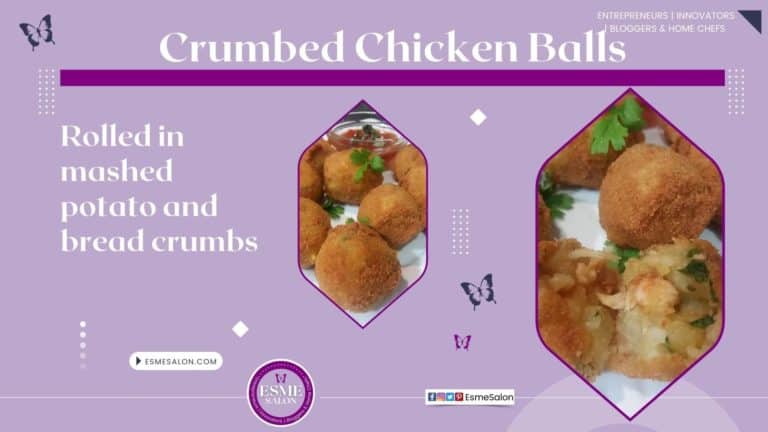 An image of two platters, one with raw crumbed chicken balls and the other already deep fried