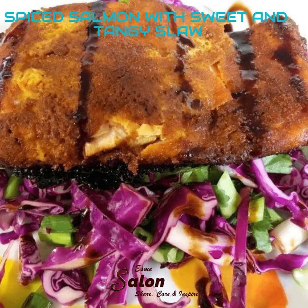 SPICED SALMON WITH SWEET AND TANGY SLAW