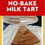 Slices of No Bake Milk Tart on a white sideplate