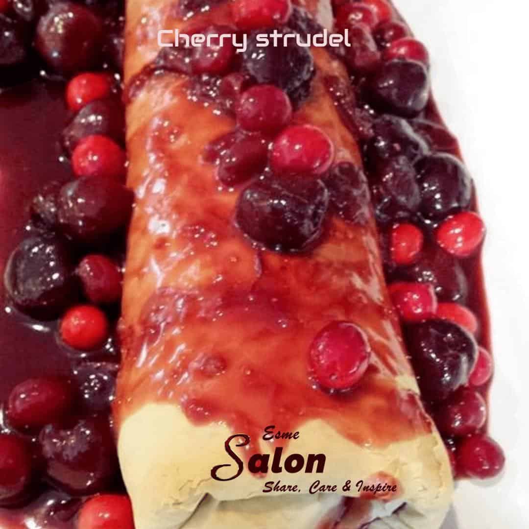 Homemade Filo Pastry Cherry and Cranberry Strudel 