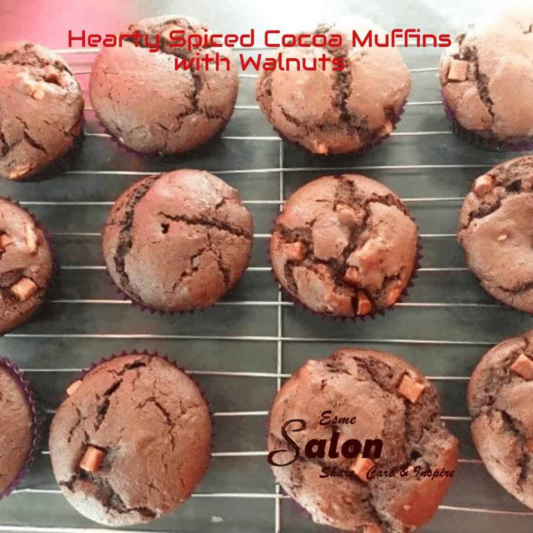 Hearty Spiced Cocoa Muffins with Walnuts