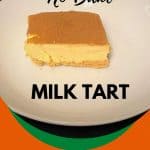 A slice of No-Bake Milktart on a white plate