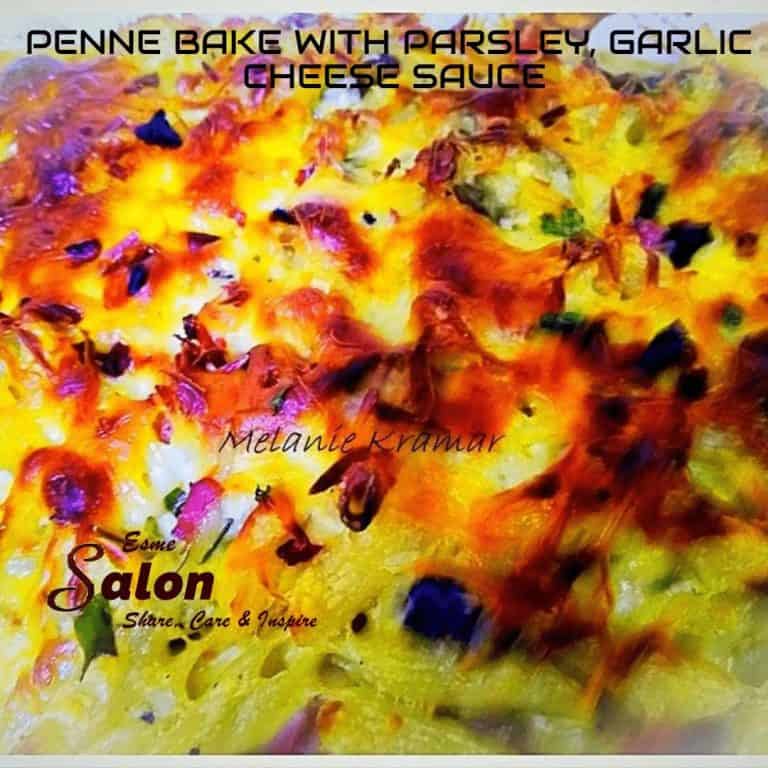 PENNE BAKE WITH PARSLEY, GARLIC CHEESE SAUCE