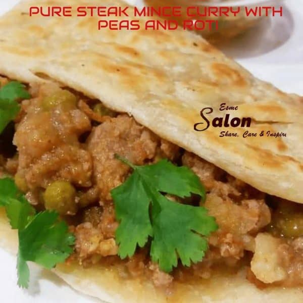 PURE STEAK MINCE CURRY WITH PEAS AND ROTI