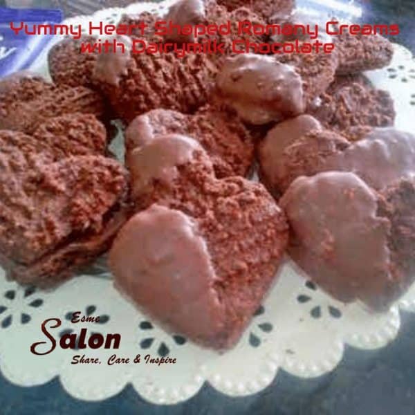 Yummy Heart Shaped Romany Creams with Dairymilk Chocolate