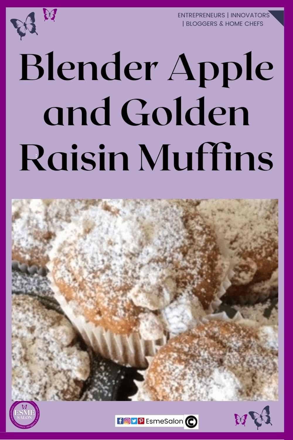 an image of muffins in cupcake holders some dusted with icing sugar and others topped with nuts