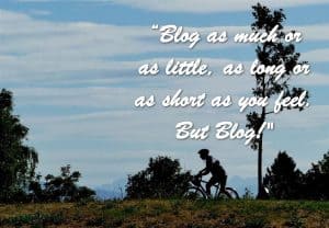 “Blog as much or as little, as long or as short as you feel. But Blog!"