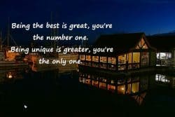 Being the best is great, you're the number one. Being unique is greater, you're the only one.